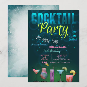 Sommer-, Cocktail-, Pool-Geburtstagsfeier Einladung