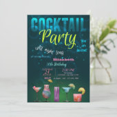 Sommer, Cocktail, Pool Geburtstagsparty Einladung (Stehend Vorderseite)