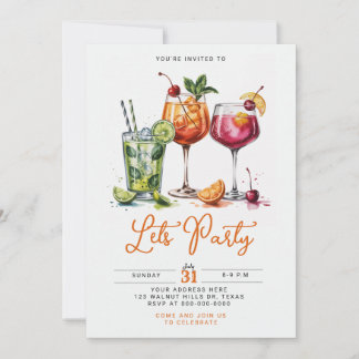 Sommer-Cocktailparty mit farbenfrohen Getränken Einladung