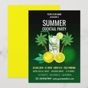 Sommer Cocktails Club/Firmenparty-Logo hinzufügen Einladung