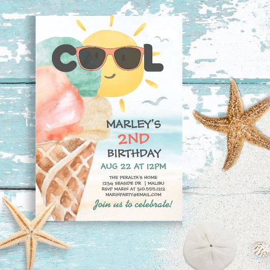 Sommer Cool | Ice Cream Beach Geburtstag Einladung