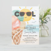 Sommer Cool | Tropical Beach Ice Cream Baby Dusche Einladung (Stehend Vorderseite)