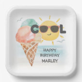 Sommer Cool | Tropical Beach Ice Cream Geburtstag Pappteller (Vorderseite)