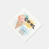 Sommer Cool | Tropical Beach Ice Cream Geburtstag Serviette (Ecke)