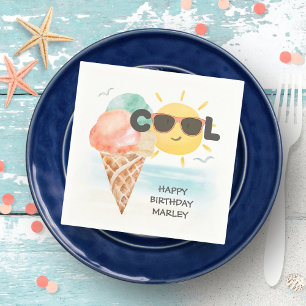 Sommer Cool   Tropical Beach Ice Cream Geburtstag Serviette