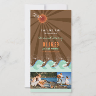 Sommer Coole Wasserhähnen und braunes Sonnenstrand Save The Date