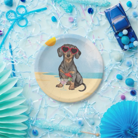 Sommer-Dackel Pappteller (Party)