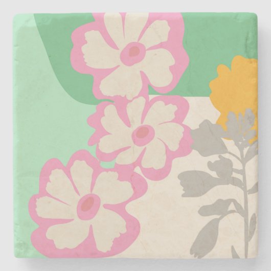 Sommer-Daisies Farbblöcke Moderne Floral  Steinuntersetzer (Vorderseite)