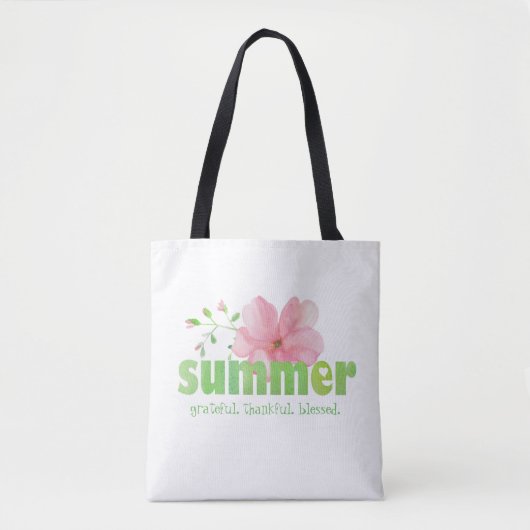 Sommer Dankbarkeit Seligen Rosa Blume Wasserfarbe Tasche (Vorderseite)