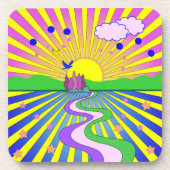 Sommer der Liebe Farbenfrohe psychedelische 60er 7 Getränkeuntersetzer (Vorderseite)