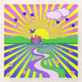 Sommer der Liebe Farbenfrohe psychedelische 60er 7 Glasuntersetzer (Vorderseite)