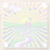 Sommer der Liebe Farbenfrohe psychedelische 60er 7 Glasuntersetzer (Rückseite)