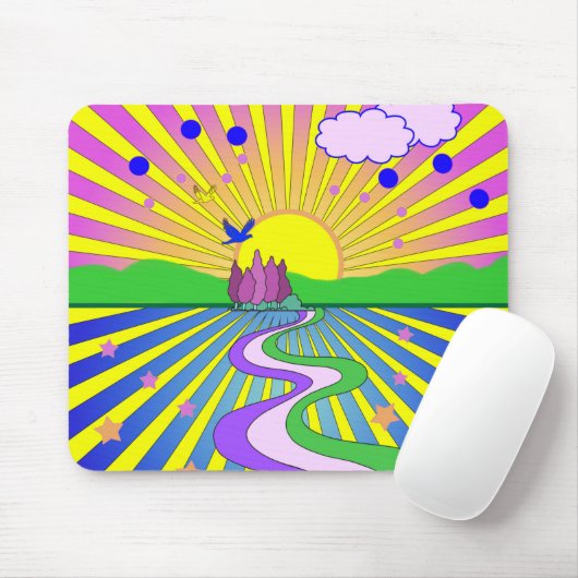 Sommer der Liebe Farbenfrohe psychedelische 60er 7 Mousepad (Mit Mouse)