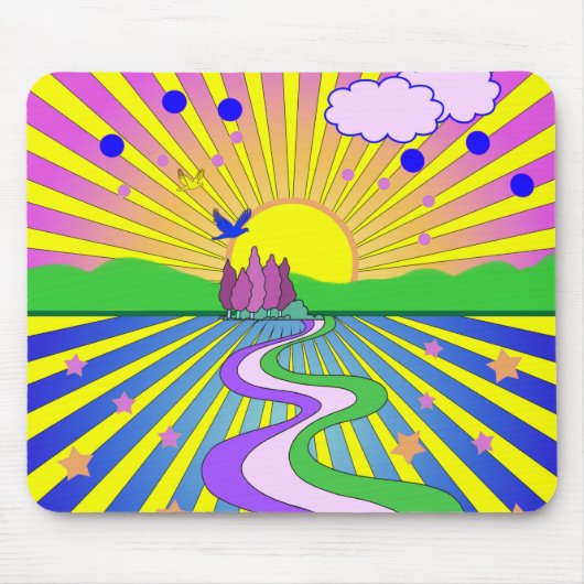 Sommer der Liebe Farbenfrohe psychedelische 60er 7 Mousepad (Vorne)