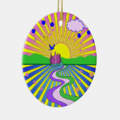 Sommer der Liebe Groovy Psychedelic Custom Text Keramik Ornament (Rechts)