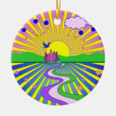 Sommer der Liebe Groovy Psychedelic Custom Text Keramik Ornament (Vorne)