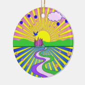 Sommer der Liebe Groovy Psychedelic Custom Text Keramik Ornament (Links)