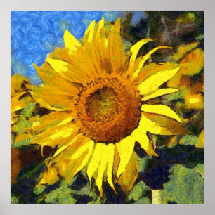 Sommer der Sonnenblumen Kunststil Poster