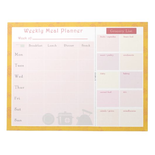 Sommer der wöchentlichen Mahlzeiten Notizblock (Vorderseite)