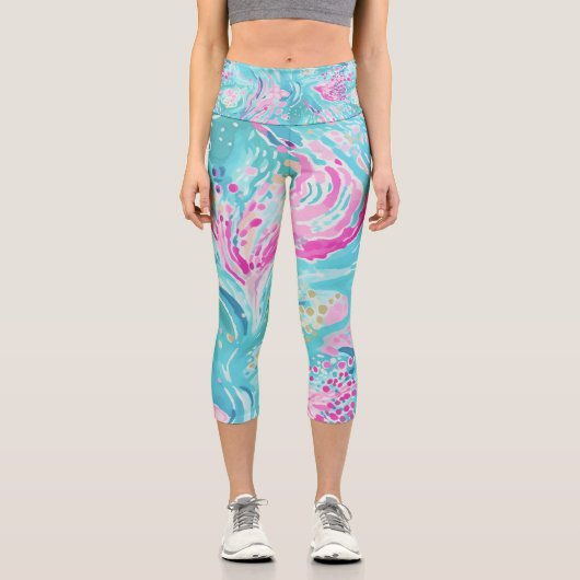 Sommer des Karibischen Korallenriffs "Tropical Pas Capri Leggings (Vorderseite)