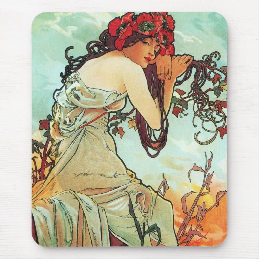 Sommer, die Jahreszeiten, Mucha Mousepad (Vorne)