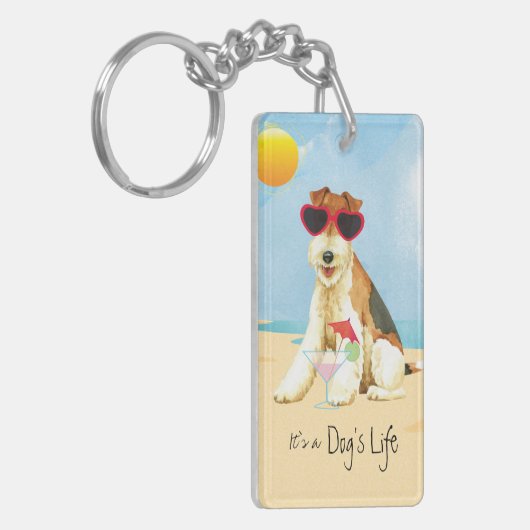 Sommer-Draht-Foxterrier Schlüsselanhänger (Vorderseite links)