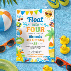 Sommer-Einladung zum 4. Geburtstag - Schwimm in de Einladung