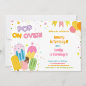 Sommer-Eis-Joint-Geburtstag der Kinder Einladung (Vorderseite)