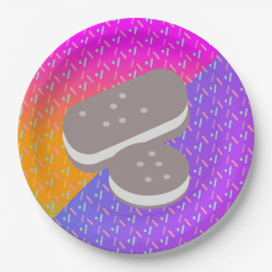 Sommer-Eis-Neon-Streusel-Party-Muster Pappteller
