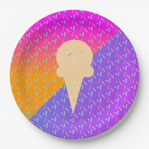 Sommer-Eis-Neon-Streusel-Party-Muster Pappteller