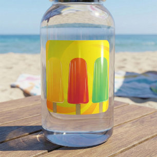 Sommer-Eis-Pop-Trio Helle Eis-am-Stiel Quadratischer Aufkleber