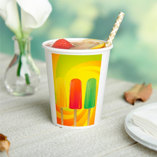 Sommer-Eis-Pops-Trio Helle Popsicles Pappbecher