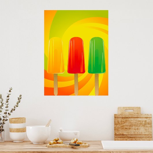Sommer-Eis-Pops-Trio Helle Popsicles Poster