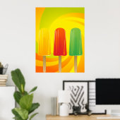 Sommer-Eis-Pops-Trio Helle Popsicles Poster (Heimbüro)