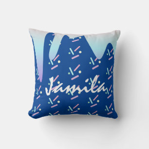 Sommer-Eis tropfender Ombre-Blau-Name Kissen