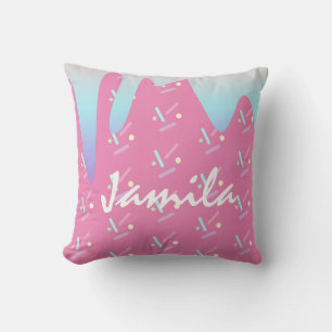 Sommer-Eis tropfender Ombre-Rosa Name Kissen
