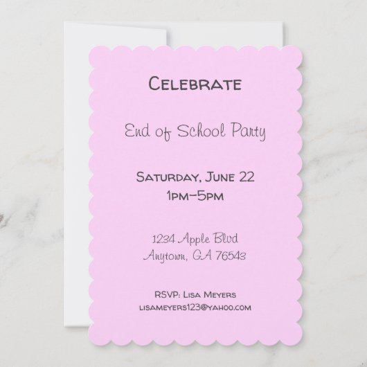 Sommer-Eiscreme-Ende des SchulParty Einladung (Rückseite)