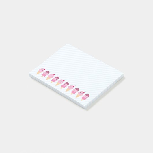 Sommer-Eiscreme-Leckereien Post-it Klebezettel (angewinkelt)