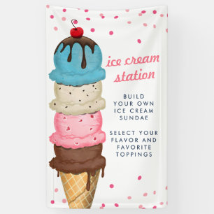 Sommer-Eiscreme Moderne Wasserfarbe Brautdusche Banner