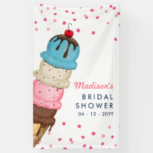 Sommer-Eiscreme Moderne Wasserfarbe Brautdusche Banner