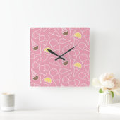 Sommer-Eiscreme-Muster Quadratische Wanduhr (Zuhause)