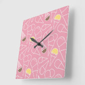 Sommer-Eiscreme-Muster Quadratische Wanduhr (Winkel)