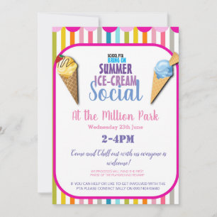Sommer-Eiscreme-Sozial-Fundraising-Event Einladung