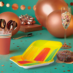 Sommer-Eispops-Trio Helle Popsicles Pappteller