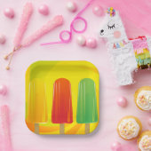Sommer-Eispops-Trio Helle Popsicles Pappteller (Party)
