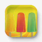 Sommer-Eispops-Trio Helle Popsicles Pappteller (Vorderseite)