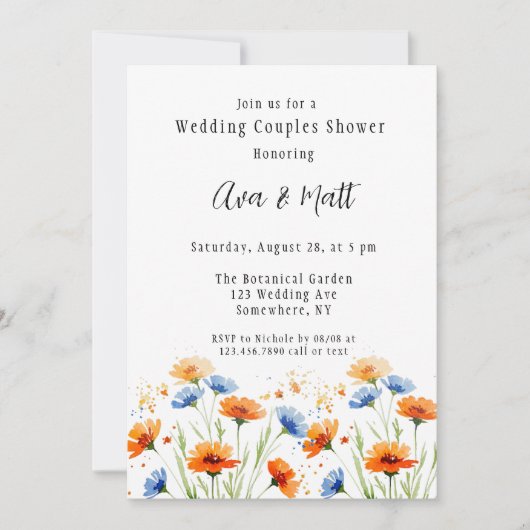 Sommer-Embrace-Wildblume Hochzeitscouchdusche Einladung (Vorderseite)