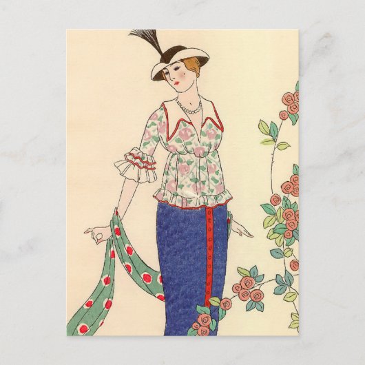 Sommer-Ensemble George Barbier Postkarte (Vorderseite)