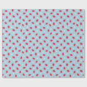 Sommer-Erdbeeren auf Blau (großer Maßstab) Geschenkpapier (Flach)