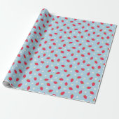 Sommer-Erdbeeren auf Blau (großer Maßstab) Geschenkpapier (Ungerollt)